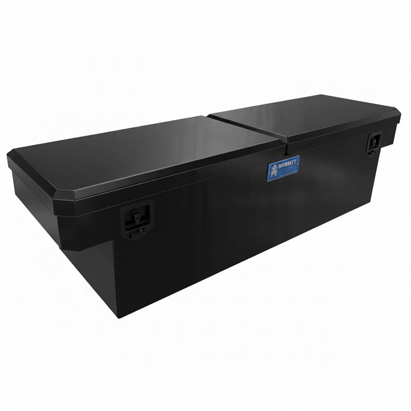 Merritt Crossover Tool Box Standard Depth 16"H x 20"D x 70"L Smooth Aluminum Satin Black Double Lid Full Size Trucks Model 710209-224