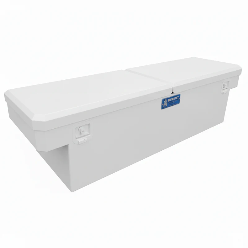 Merritt Crossover Tool Box Standard Depth 16"H x 20"D x 70"L Smooth Aluminum White Double Lid Full Size Trucks Model 710209-225
