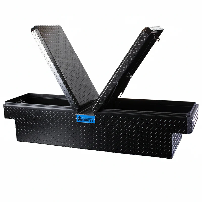 Merritt Gull Wing Crossover Tool Box Extra Deep Diamond Tread Aluminum Satin Black 16"H x 20"D x 60"L Mid Size Trucks Model 710712-114