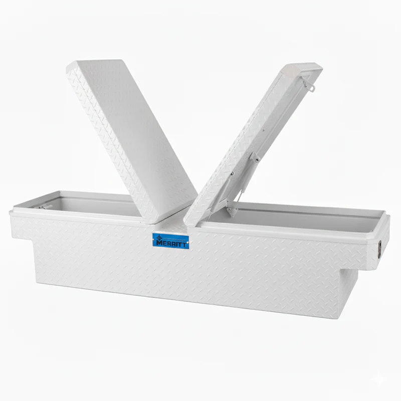 Merritt Gull Wing Crossover Tool Box Extra Deep Diamond Tread Aluminum White 19"H x 20"D x 70"L Full Size Trucks Model 710710-115