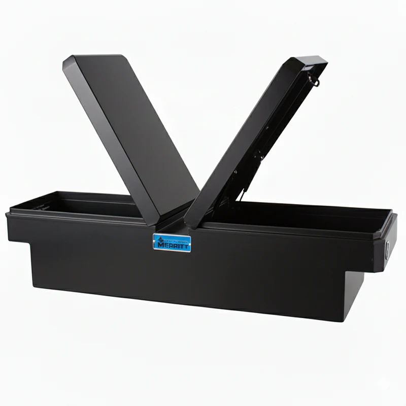 Merritt Gull Wing Crossover Tool Box Extra Deep Smooth Aluminum Satin Black 19"H x 20"D x 70"L Full Size Trucks Model 710710-224