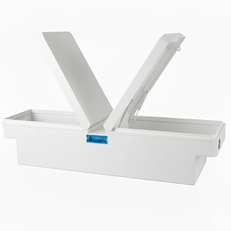 Merritt Gull Wing Crossover Tool Box Extra Wide Smooth Aluminum White 16"H x 26"D x 70"L Full Size Trucks Model 710711-225