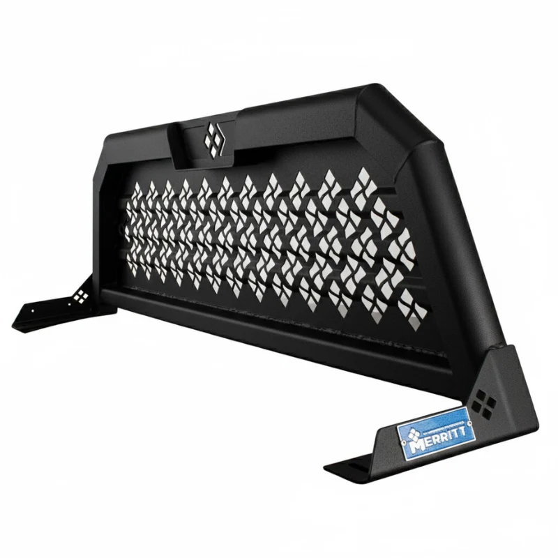 Merritt Textured Black Aluminum Headache Rack Punched Panel Cab High Select RAM Ford F-150 Model 720206-236