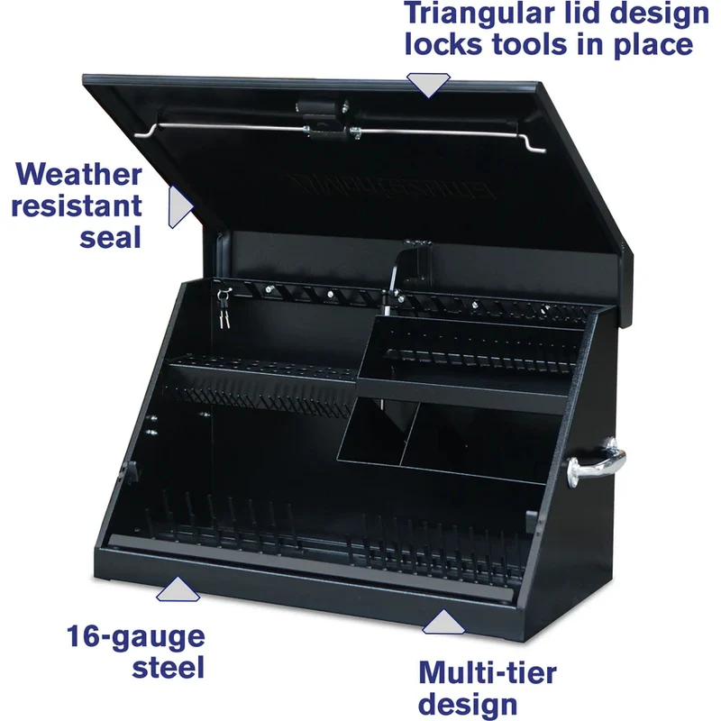 Montezuma 30 x 15 In. Steel Triangle® Toolbox Black Top Mount Truck Box ME300B - Image 8