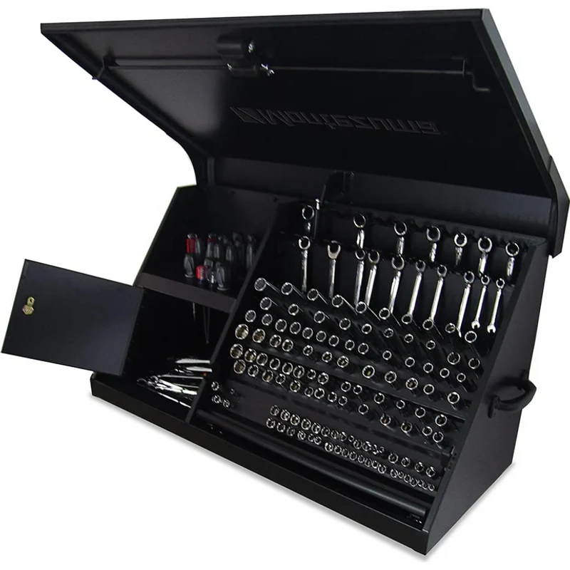 Montezuma 41 x 18 In. Steel Triangle® Toolbox Flat Black Top Mount Truck Box DX411FB - Image 2
