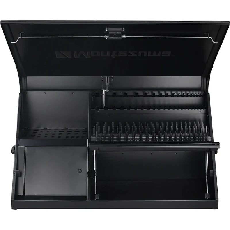 Montezuma 41 x 18 In. Steel Triangle® Toolbox Flat Black Top Mount Truck Box DX411FB - Image 3