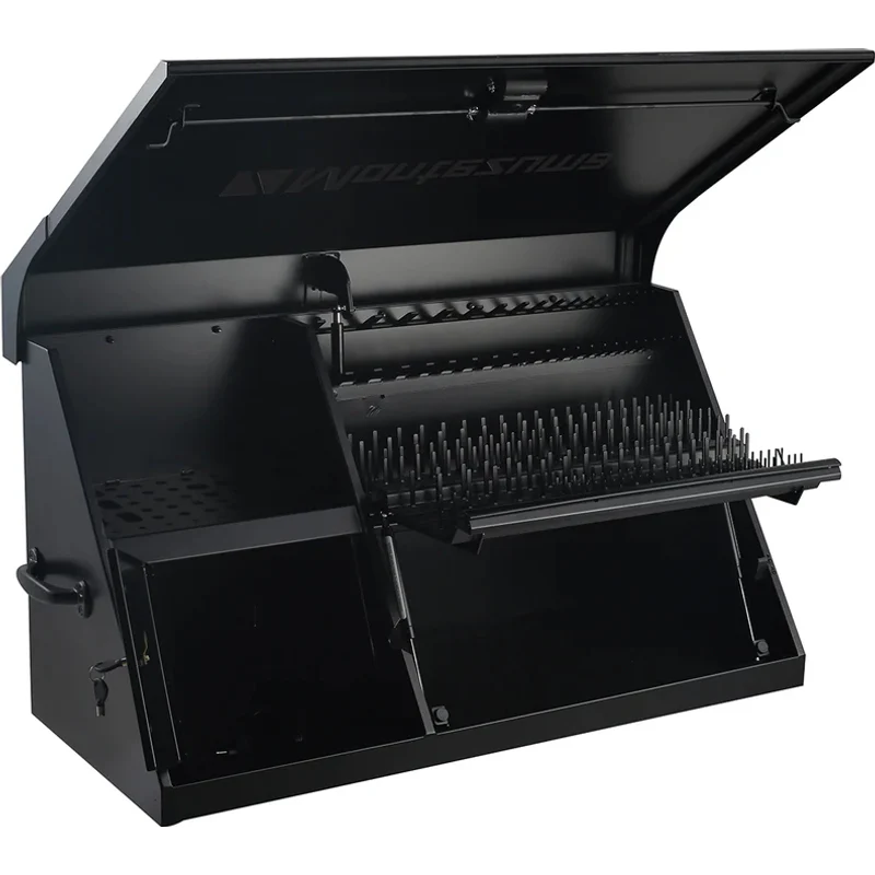 Montezuma 41 x 18 In. Steel Triangle® Toolbox Flat Black Top Mount Truck Box DX411FB - Image 6