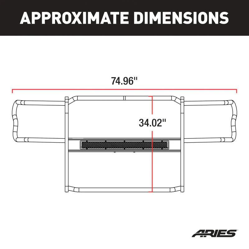 ARIES Pro Series Black Steel Grille Guard, Select Toyota Tacoma Model P2068 - Image 3