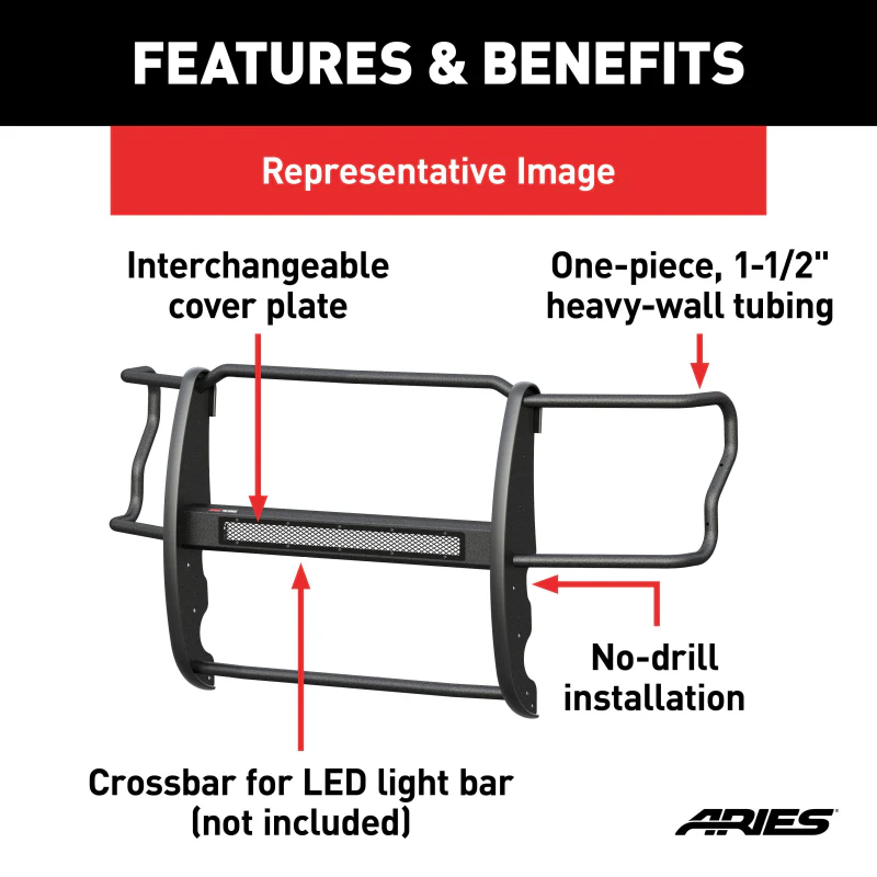 ARIES Pro Series Black Steel Grille Guard, Select Ford F-250, F-350, F-450, F-550 Model P3067 - Image 7
