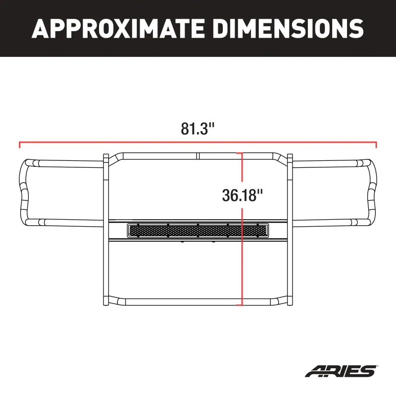 ARIES Pro Series Black Steel Grille Guard, Select Chevrolet Silverado 1500 Model P4091 - Image 3