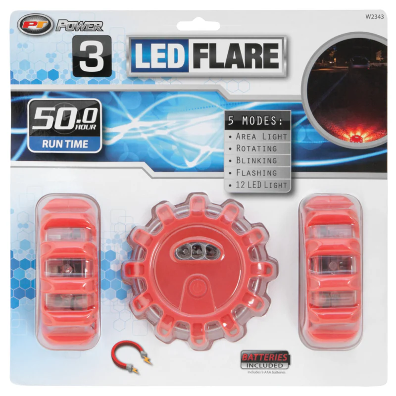 Performance Tool 3Pk Led Road Flares  Model W2343 - Image 2