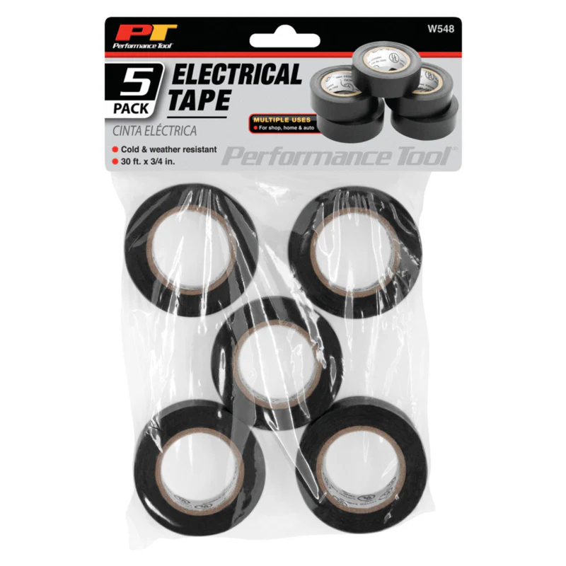Performance Tool 5Pk 3/4 in X 10 yds Black Electrical Tape QTY of 10 Model W548 - Image 2