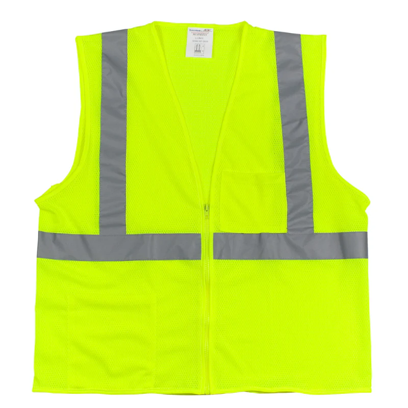PIP Class 2 Mesh Vest, 2 Pockets, Zipper Closure, 2In. Tape, Lime Yellow, 2XL Model 302-0702Z-LY/2X - Image 2