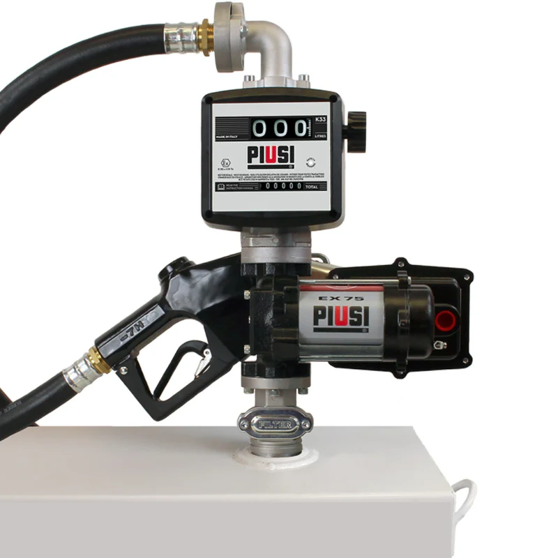 PIUSI 20 Gallon Per Minute 12V DC Transfer Tank Pump Kit W/ Meter Auto Nozzle 13 FT Hose Model F0037950A