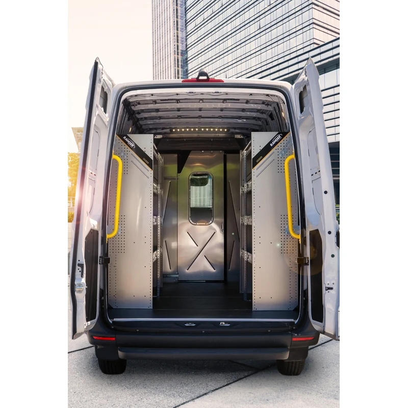 Ranger Design Aluminum 20" Straight Sliding Door Partition for Ford Transit Mid Roof 130" & 148" Wheelbase w/ Polycarbonate Window Model 3067-FTM - Image 3