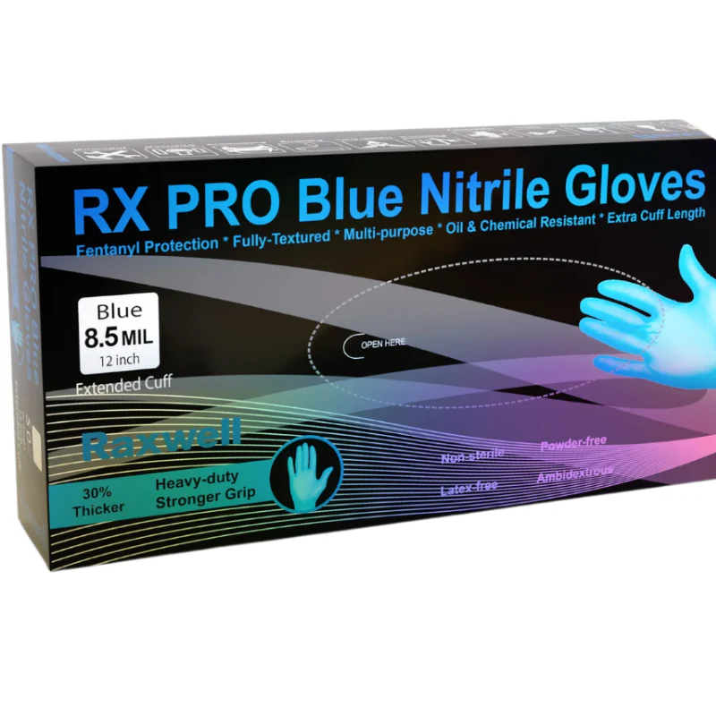 Raxwell Pro Blue Nitrile Gloves Size Xx-L 8.5 Mil Ext. Cuff 50Ct/Box Model RX40005 - Image 3