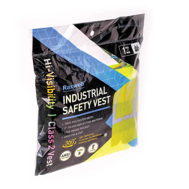 Raxwell Safety Vest High Vis With 1 Pocket & Zipper Closure - Class 2 With Mesh Poly Size-L & XL Model RSB1101LXL