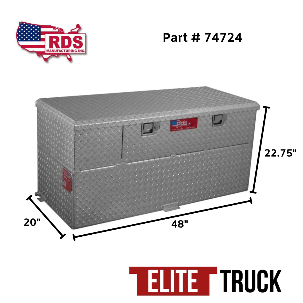 RDS 50 Gallon Transfer Tank & Toolbox Combo With 8 GPM Pump Bright Aluminum 48X20X22.75 Model # 74724 - Image 2
