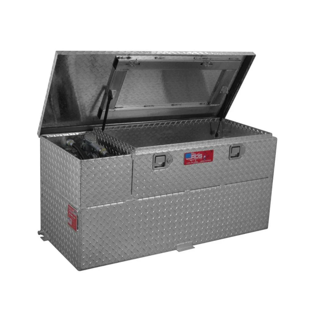 RDS 50 Gallon Transfer Tank & Toolbox Combo With 8 GPM Pump Bright Aluminum 48X20X22.75 Model # 74724 - Image 3