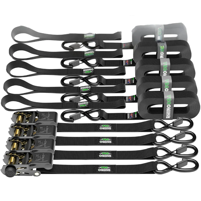 Rhino USA 1In X 15Ft Ratchet Tie-Down Set (4-Pack) Model GMG-R1-4PACK