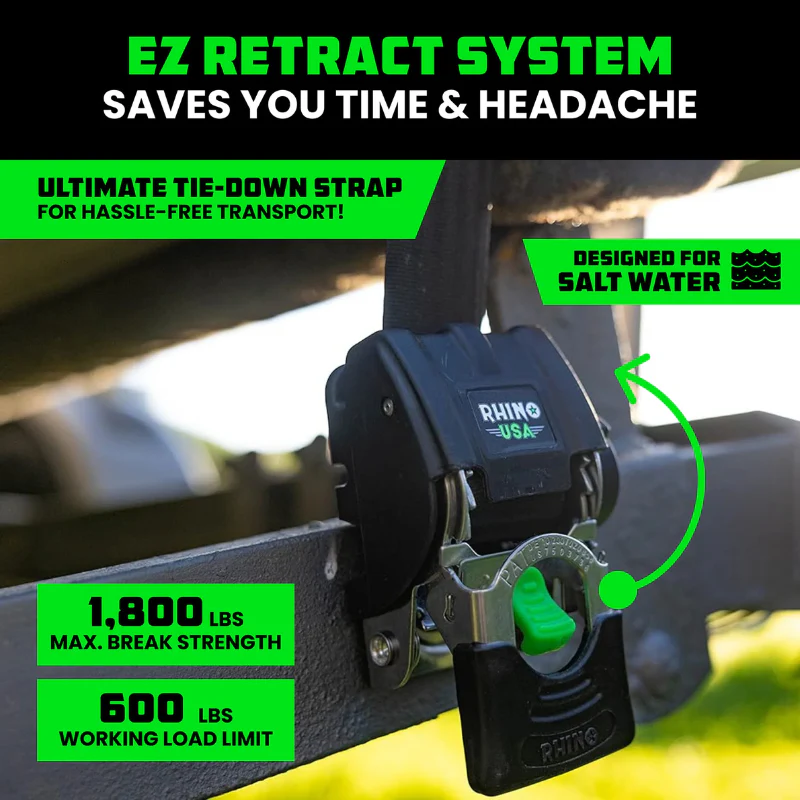 Rhino USA Retractable Transom Straps (2-Pack) Stainless Model TD-MSTR2X43-STNLS - Image 5