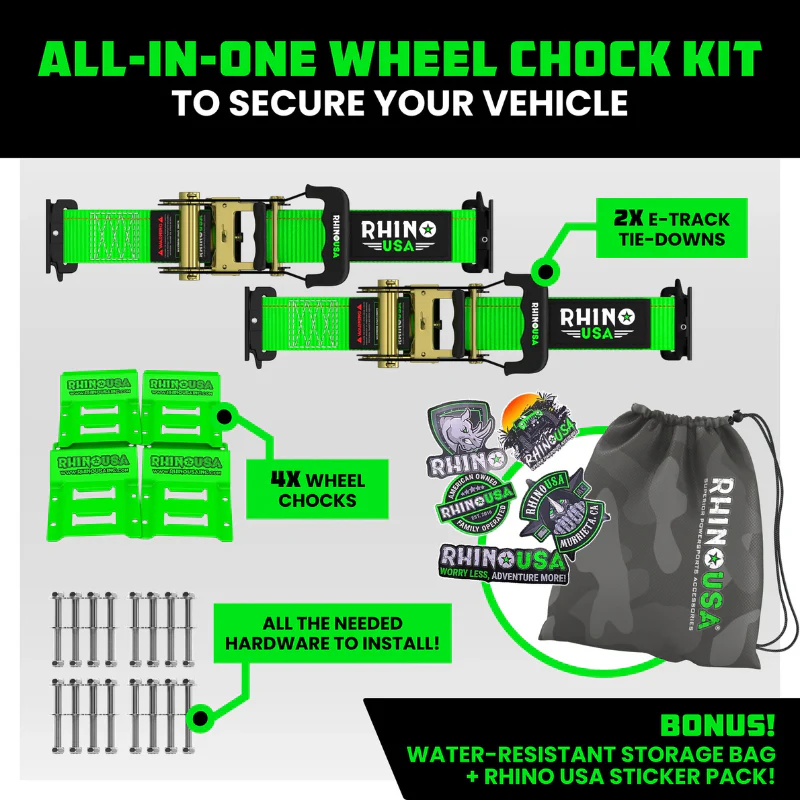 Rhino USA UTV Wheel Chock Tie-Down Kit (2-Wheel Kit) Green Model TD-SSCHOCK-GRN - Image 3