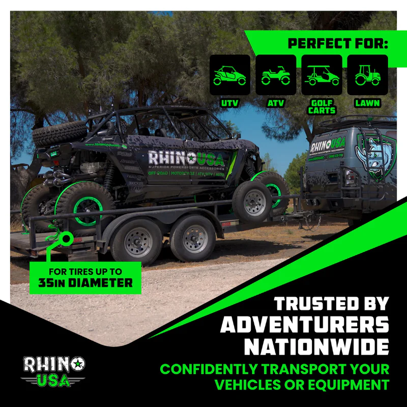 Rhino USA UTV Wheel Chock Tie-Down Kit (2-Wheel Kit) Green Model TD-SSCHOCK-GRN - Image 5