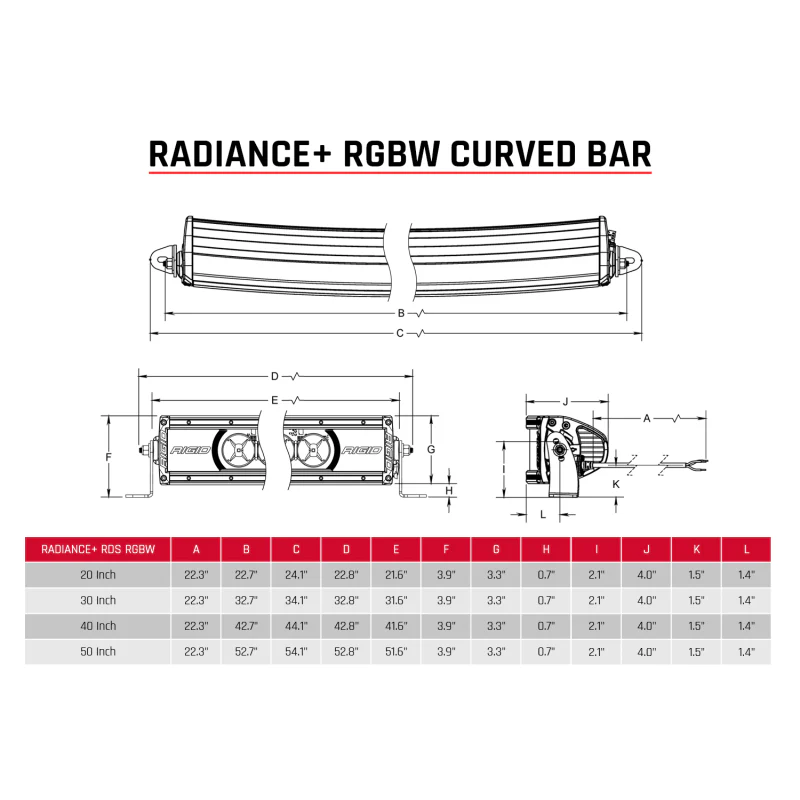 Rigid Industries Radiance+ Curved 40 Inch RGBW Light Bar Model 340053 - Image 2