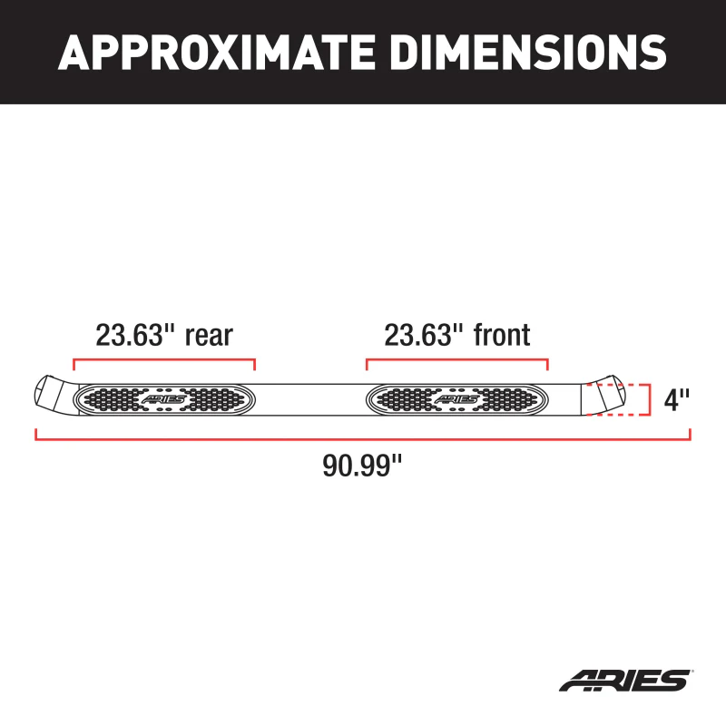ARIES 4" Polished Stainless Oval Step Nerf Bars Model S223043-2 - Image 2