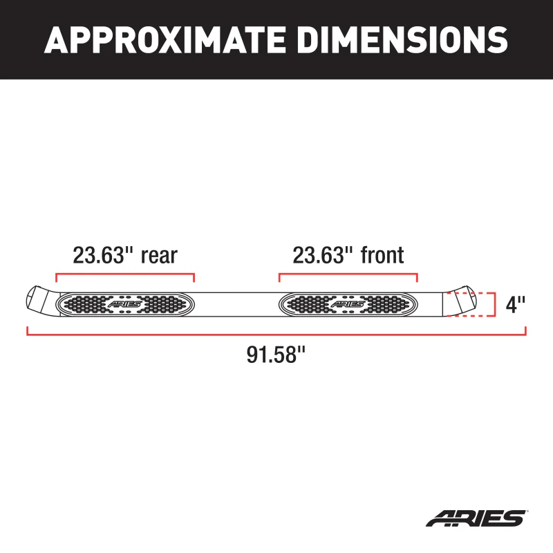 ARIES 4" Polished Stainless Oval Step Nerf Bars Model S224013-2 - Image 2
