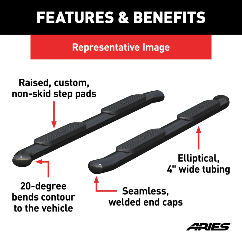 ARIES 4" Black Steel Oval Side Bars, Select Ford Bronco 4-Door Model S224050 - Image 4