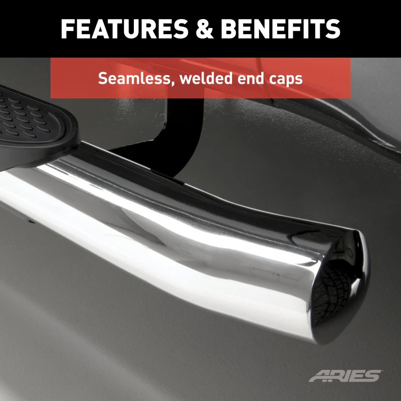 ARIES 4" Polished Stainless Oval Step Nerf Bars Model S224053-2 - Image 3