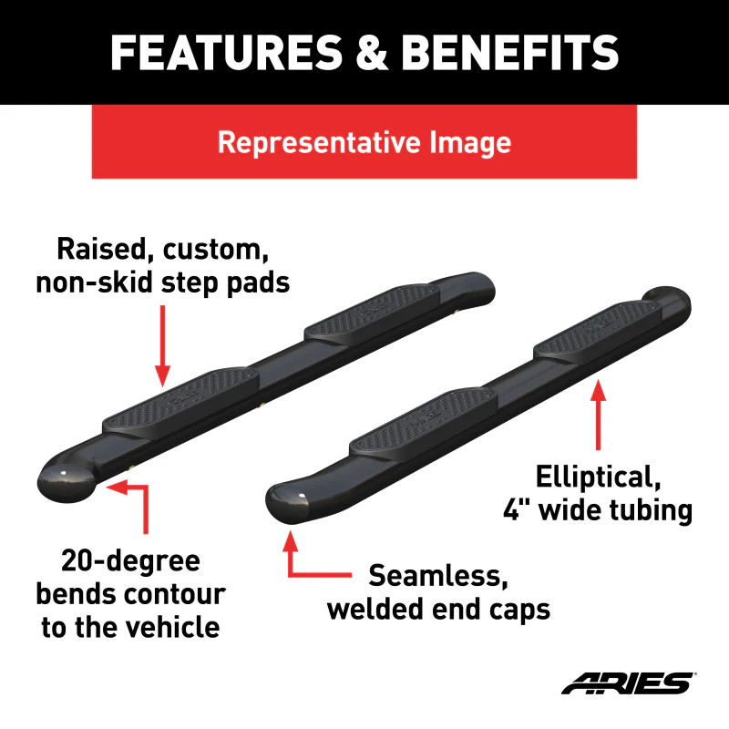ARIES 4" Black Steel Oval Step Nerf Bars Model S224054 - Image 2