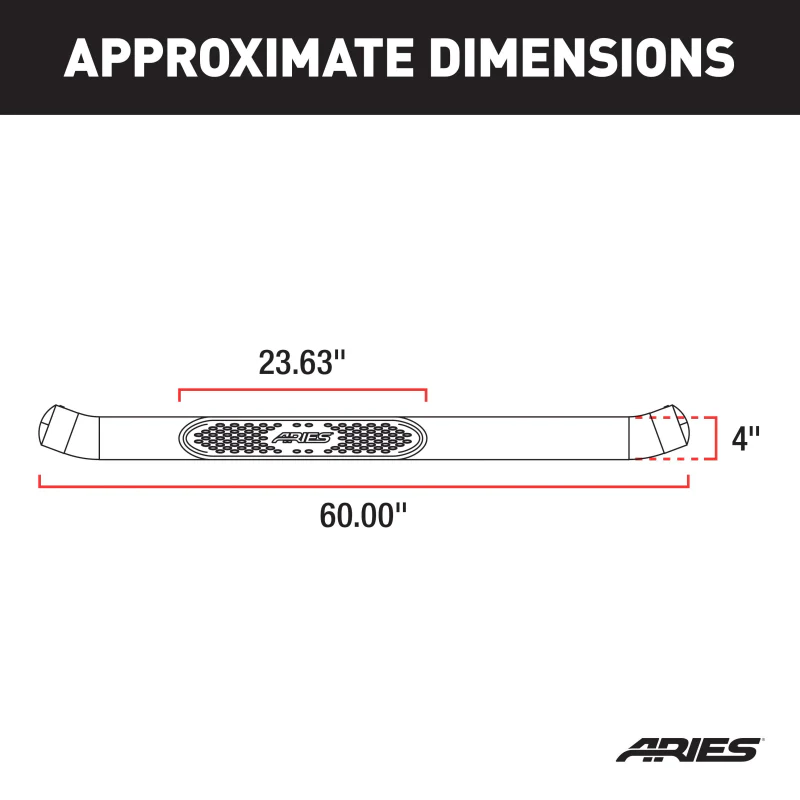 ARIES 4" Polished Stainless Oval Step Nerf Bars Model S225039-2 - Image 2
