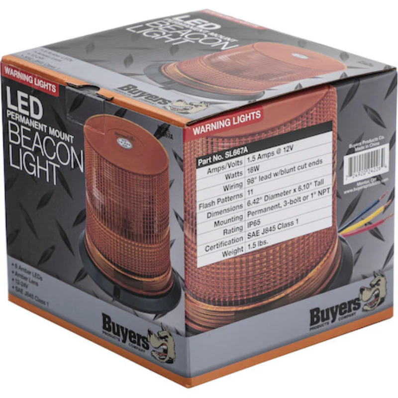 Buyers Products Class 1 6.1 Inch Tall LED Amber Beacon Light Model SL667A - Image 10