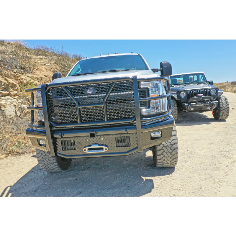 Steelcraft HD Front Bumper W/ Grille Guard, Winch Ready, Semi-Gloss Black Model HD11380RCCW