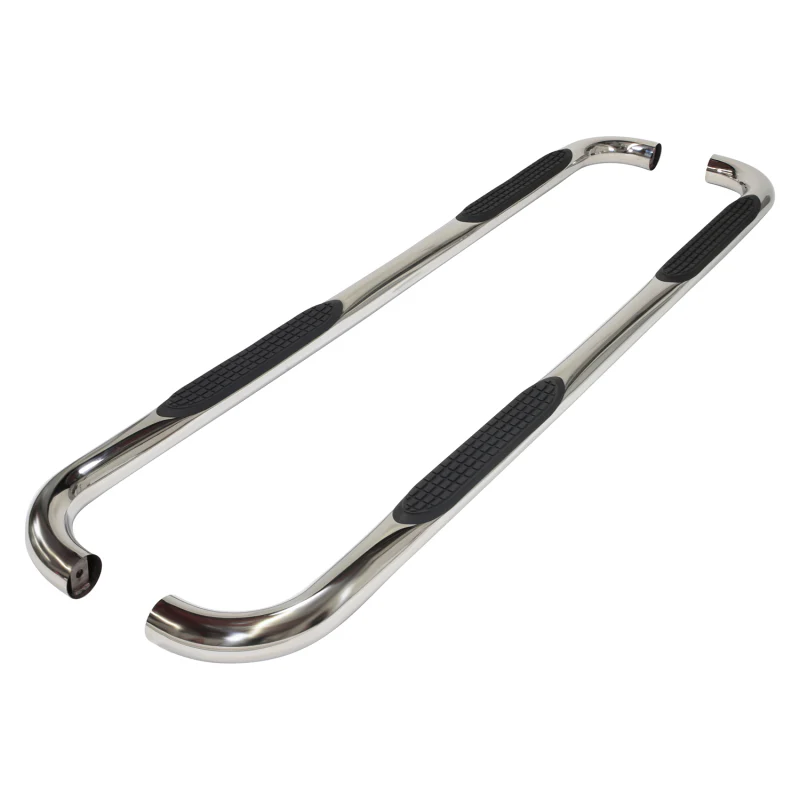 TrailFX 3" Round Bent Step Nerf Bars W/ Step Pads Polished Stainless Steel Model A0067S