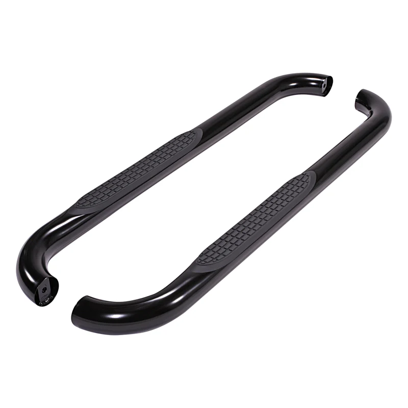 TrailFX 3" Round Bent Step Nerf Bars W/ Step Pads Powder Coat Black Steel Model A0032B