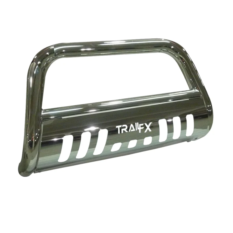 TrailFX 3" Round Bull Bar w/ Skid Plate w/ Light Option Polished Stainless Steel Model B0040S