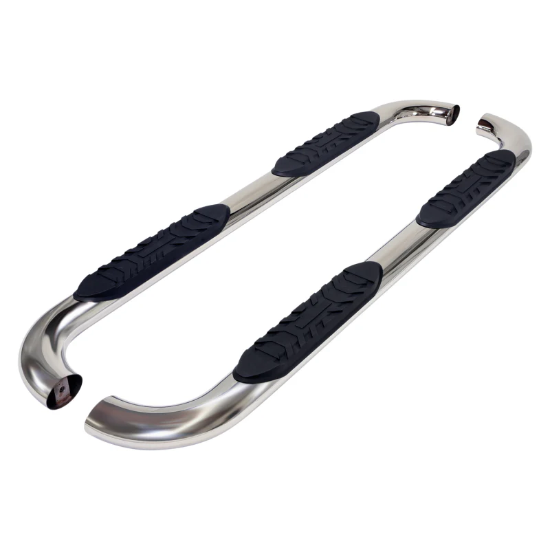 TrailFX 4" Oval Bent Step Nerf Bars W/ Step Pads Polished Stainless Steel Model A1008S
