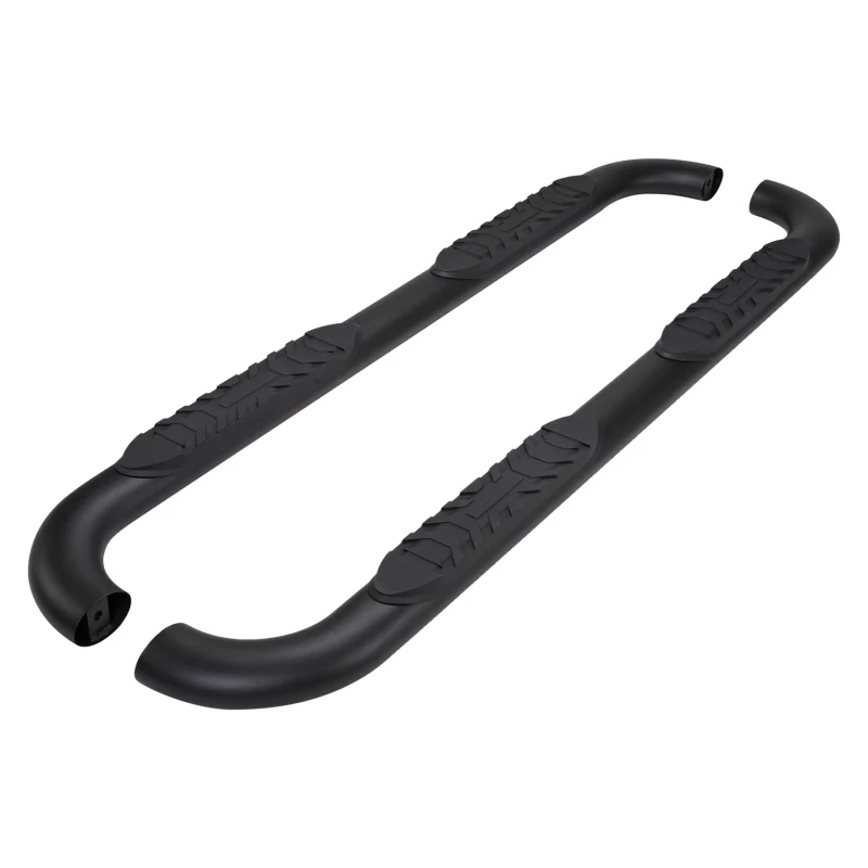 TrailFX 4" Oval Bent Step Nerf Bars W/ Step Pads Powder Coat Black Steel Model A1017B