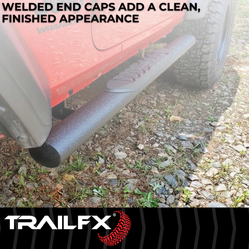 TrailFX 4" Oval Straight Step Nerf Bars W/ Step Pads Matte Black Steel Model A1559T - Image 4
