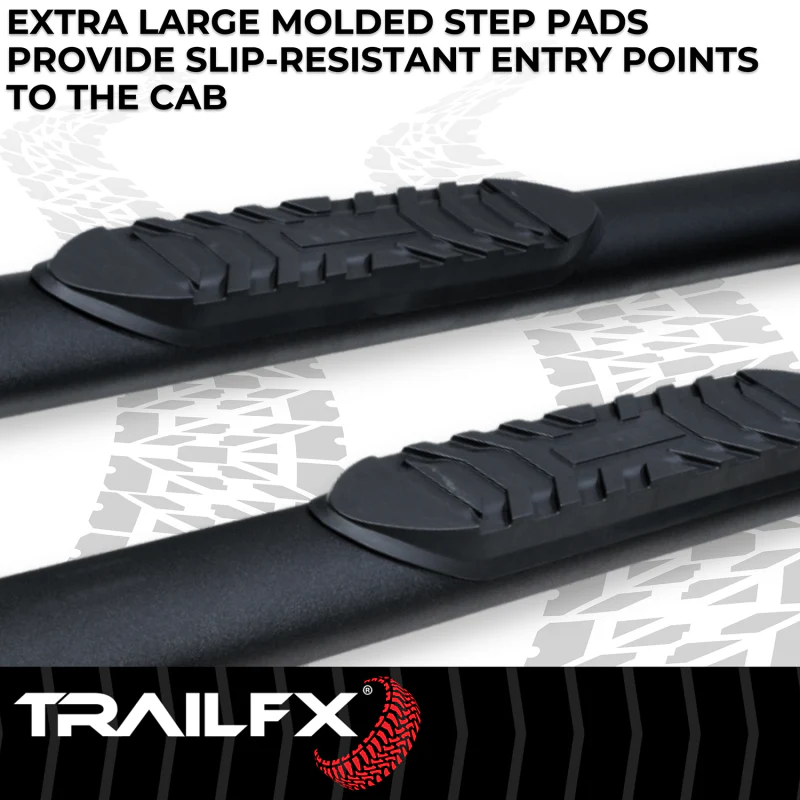 TrailFX 4" Oval Straight Step Nerf Bars W/ Step Pads Matte Black Steel Model A1559T - Image 8