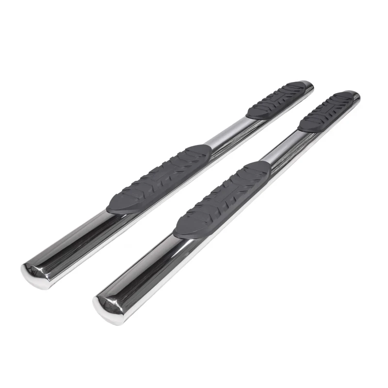 TrailFX 4" Oval Straight Step Nerf Bars W/ Step Pads Polished Stainless Steel Model A1555S