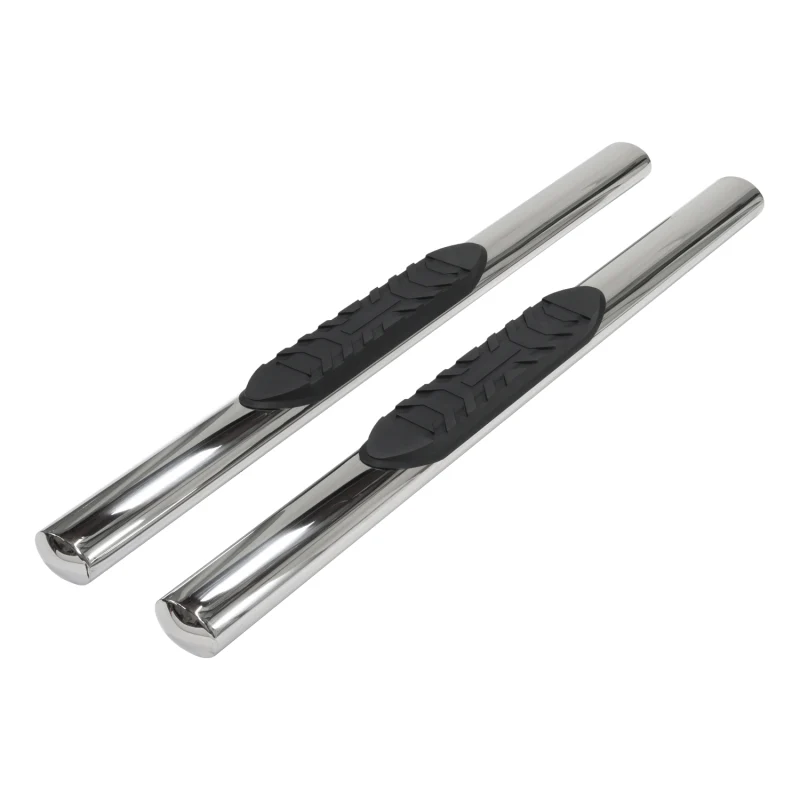 TrailFX 4" Oval Straight Step Nerf Bars W/ Step Pads Polished Stainless Steel Model A1557S