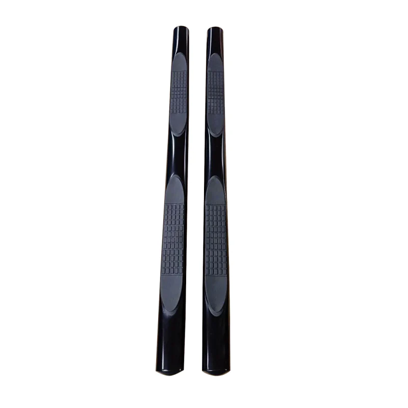 TrailFX 4" Oval Straight Step Nerf Bars W/ Step Pads Powder Coat Black Steel Model A1543B