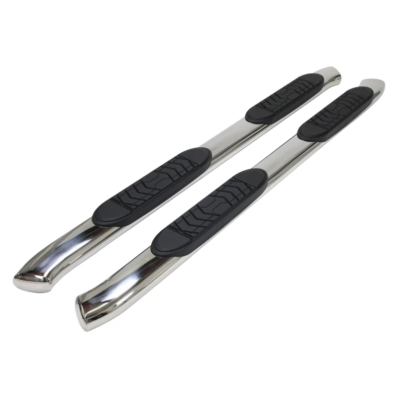 TrailFX 5" Oval Bent Step Nerf Bars W/ Step Pads Bent Polished Stainless Steel Model A7066S