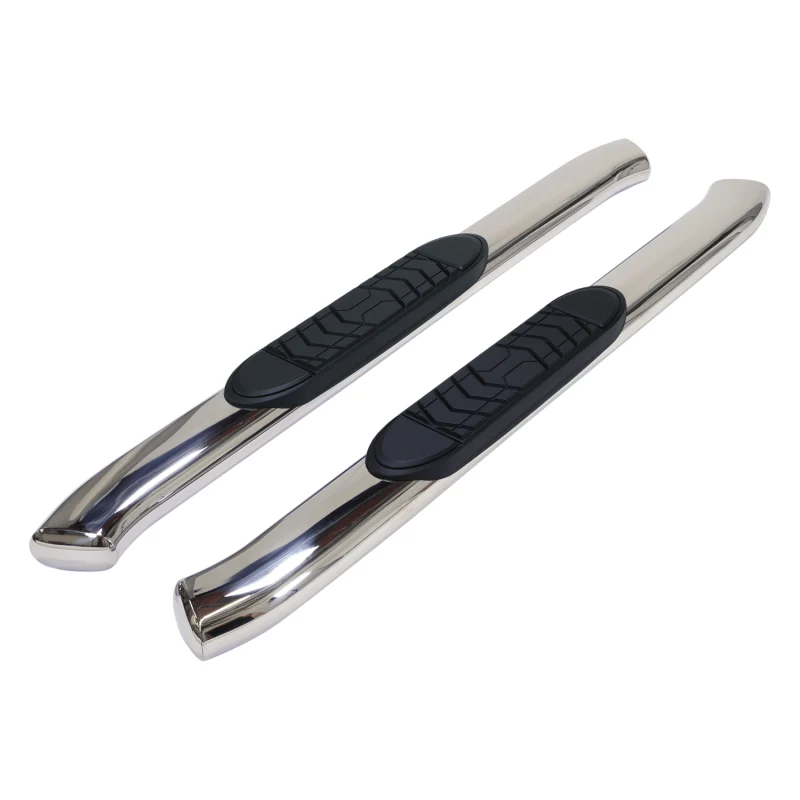 TrailFX 5" Oval Bent Step Nerf Bars W/ Step Pads Bent Polished Stainless Steel Model A7072S