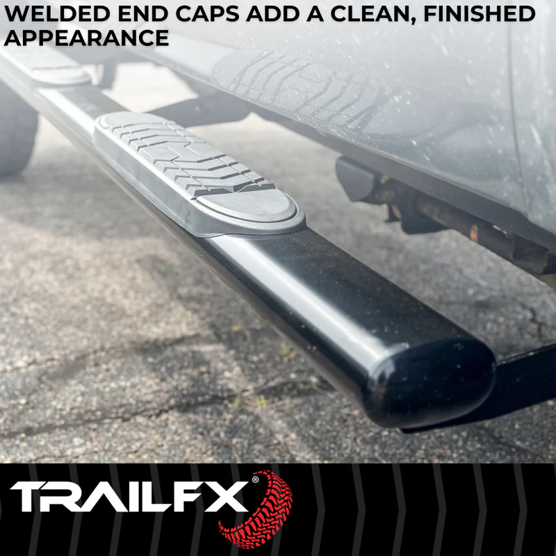 TrailFX 5" Oval Straight Step Nerf Bars W/ Step Pads Matte Black Steel Model A7102T - Image 7