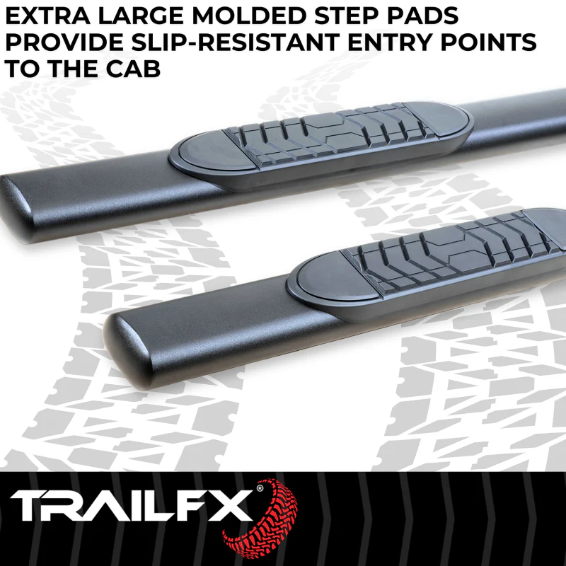 TrailFX 5" Oval Straight Step Nerf Bars W/ Step Pads Matte Black Steel Model A7103T - Image 8